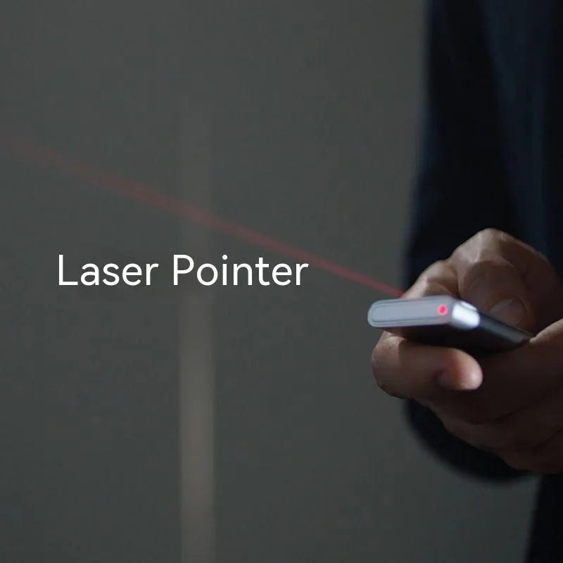 Silver multi-function laser pen with wireless mouse and smartphone remote control, 1MW laser, 10m range, 200mAh battery
