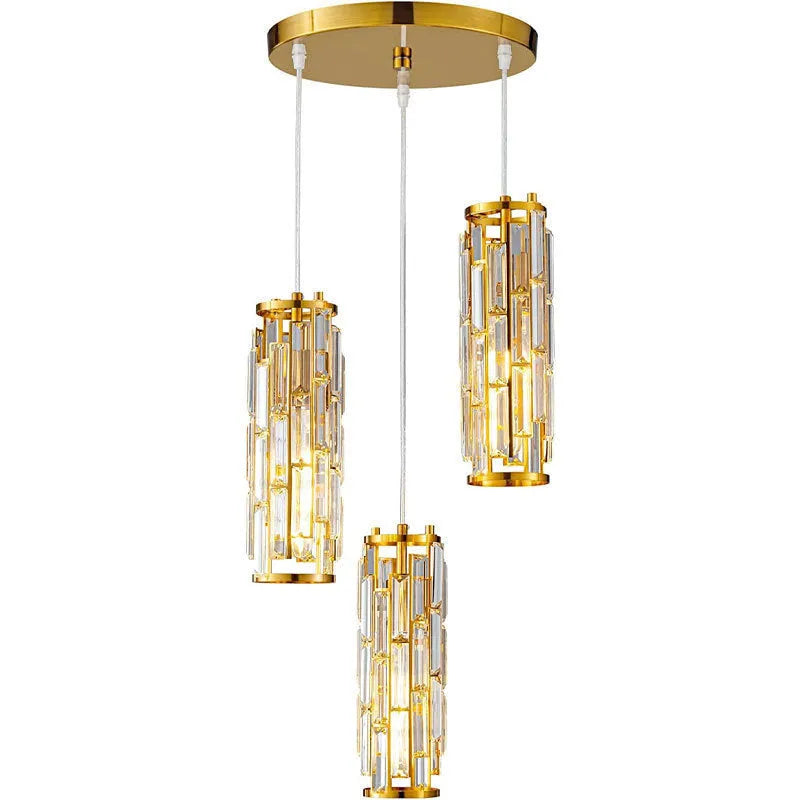 LED industrial crystal pendant light in black, gold, or chrome for dining room, aisle, or bedside, 220V