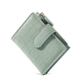 Simple Retro solid colour mini short wallet with zipper clasp in PU leather, 9.5x11.5cm, black colour option