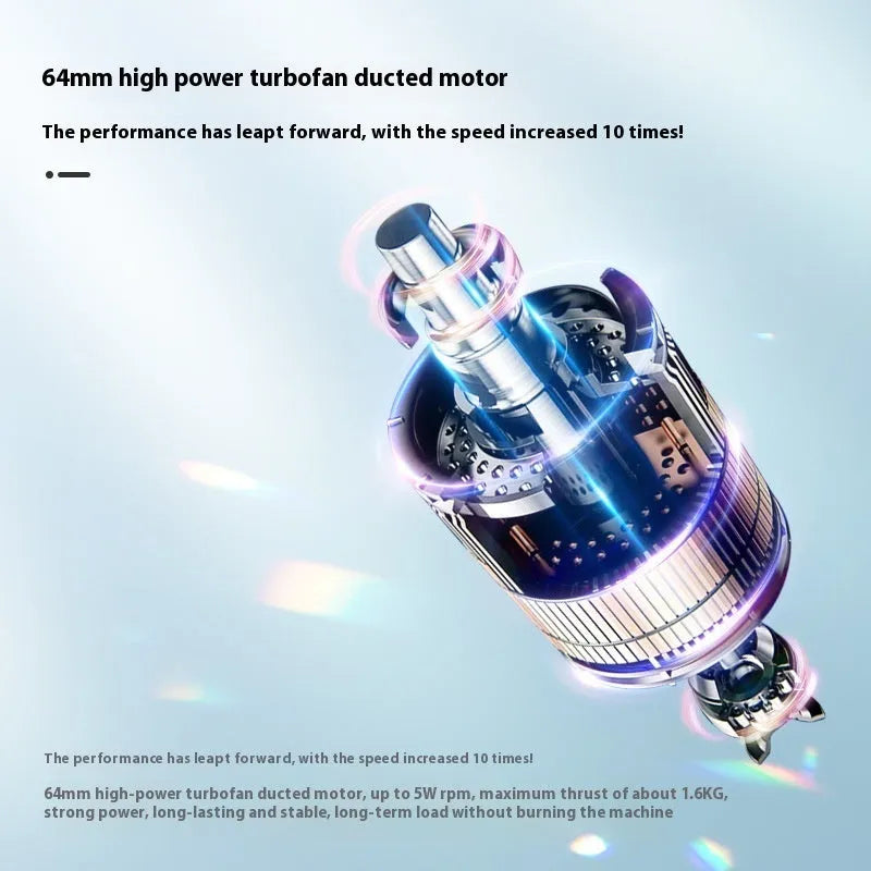 High-speed turbofan storm machine with 64mm pipeline brushless motor, 750W rated frequency, and 4 fan speed modes for car wash and duct cleaning