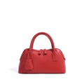 Red urban simplicity messenger bag in pillow shape with double shoulder straps and cowhide finish