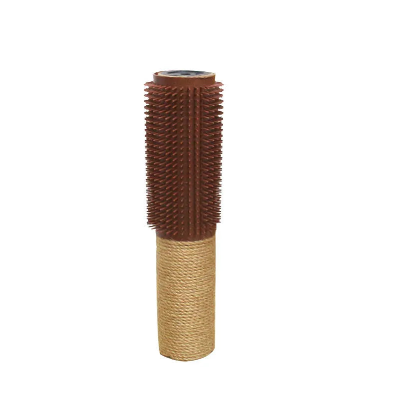 30cm tall brown sisal fibre cat scratching post on wooden floor