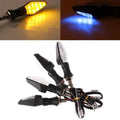 Motorcycle plastic LED turn signal indicator with double-sided luminous design in yellow and blue light options