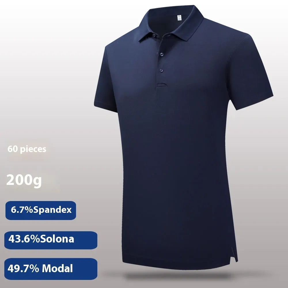 60 Lanjing modal cotton short sleeve polo shirt in eight colours, sizes S to 4XL, for summer sports and business casual
