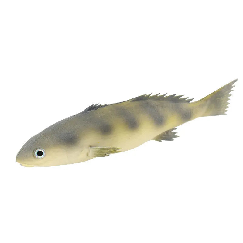 PU simulated fish ornament models in various colours including yellow-fin tuna and flower fish styles
