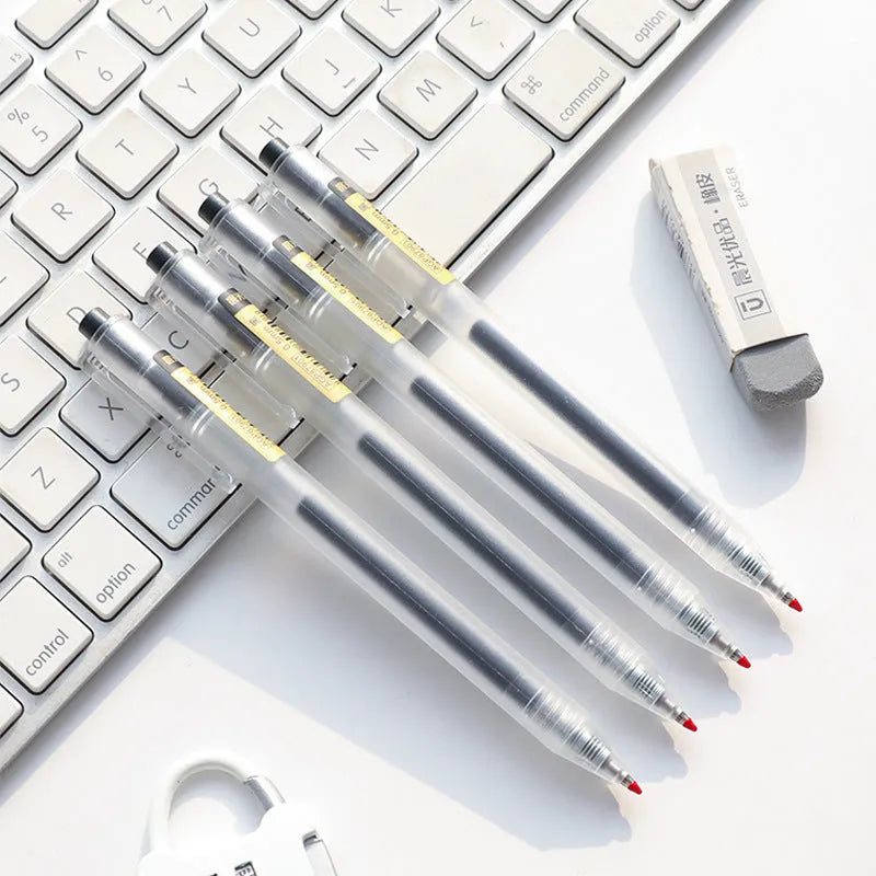 12 black frosted retractable gel pens with 0.5mm tips and 2 refills