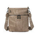 Fashion new rivet crossbody women's bag in beige PU with horizontal square shape and single shoulder strap