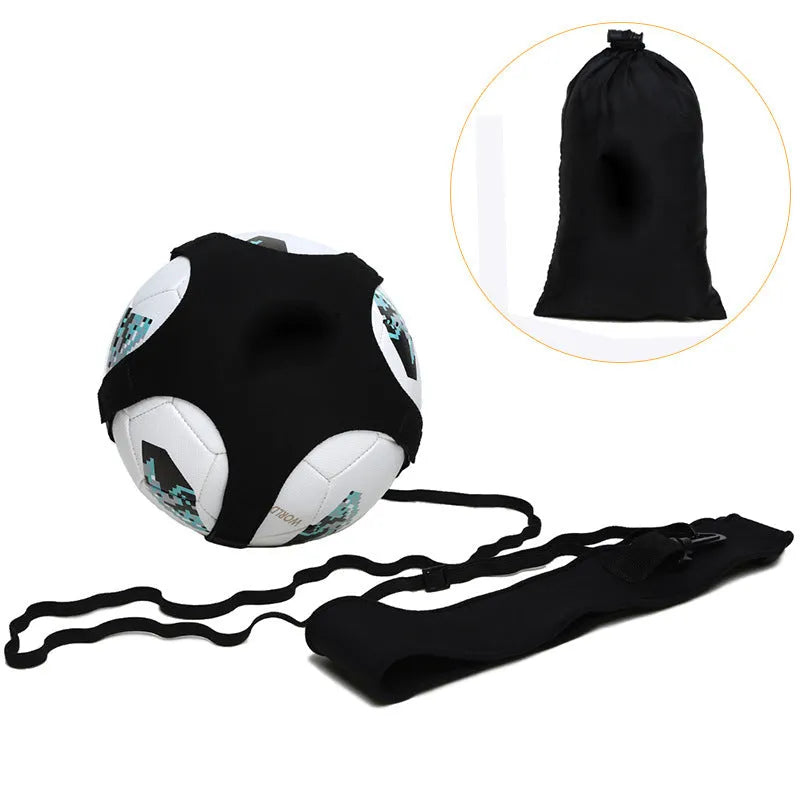 Black football juggling belt for training with 2 metre length and diving suit fabric construction
