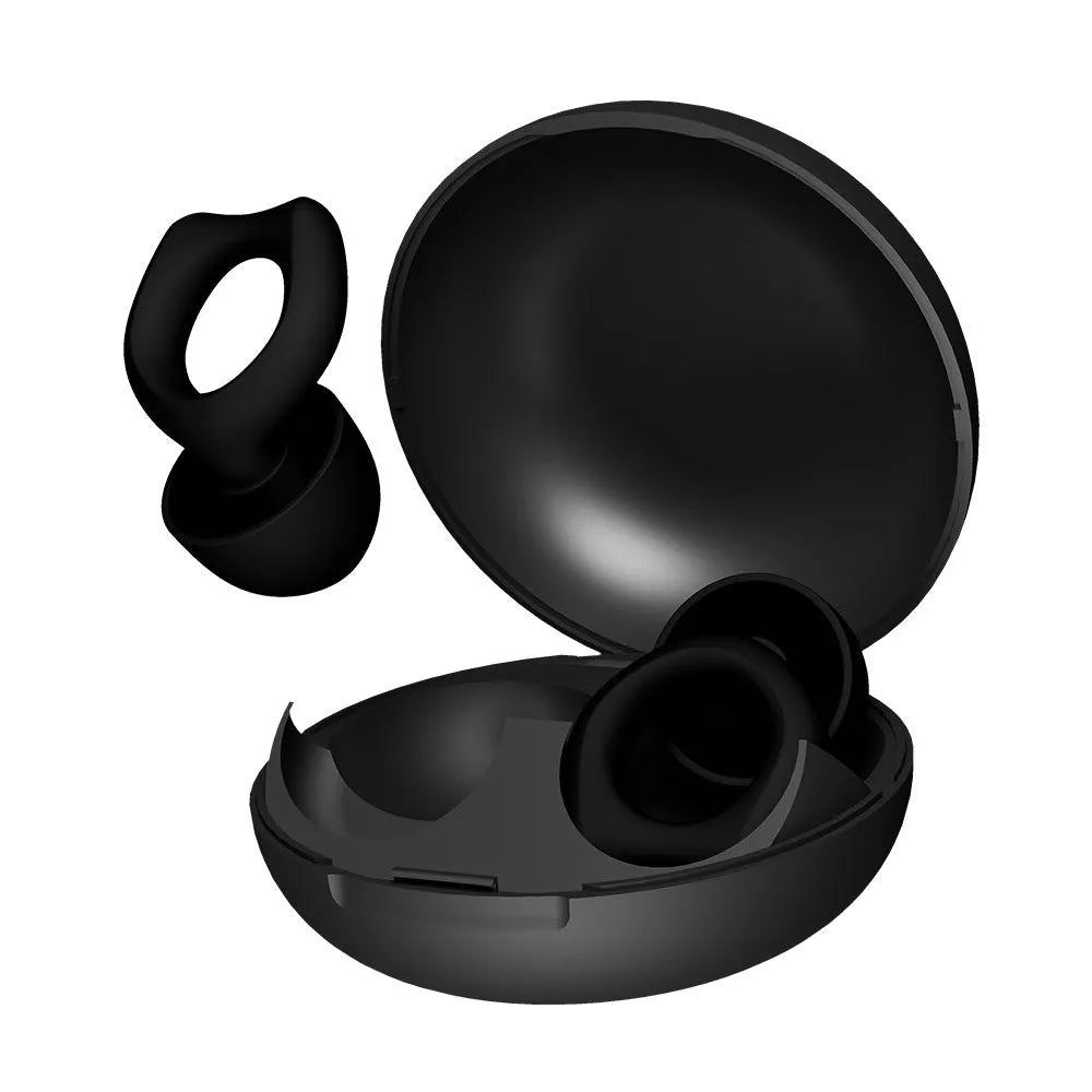 Silicone soundproof earplugs in five colours: black, blue, green, purple, and white