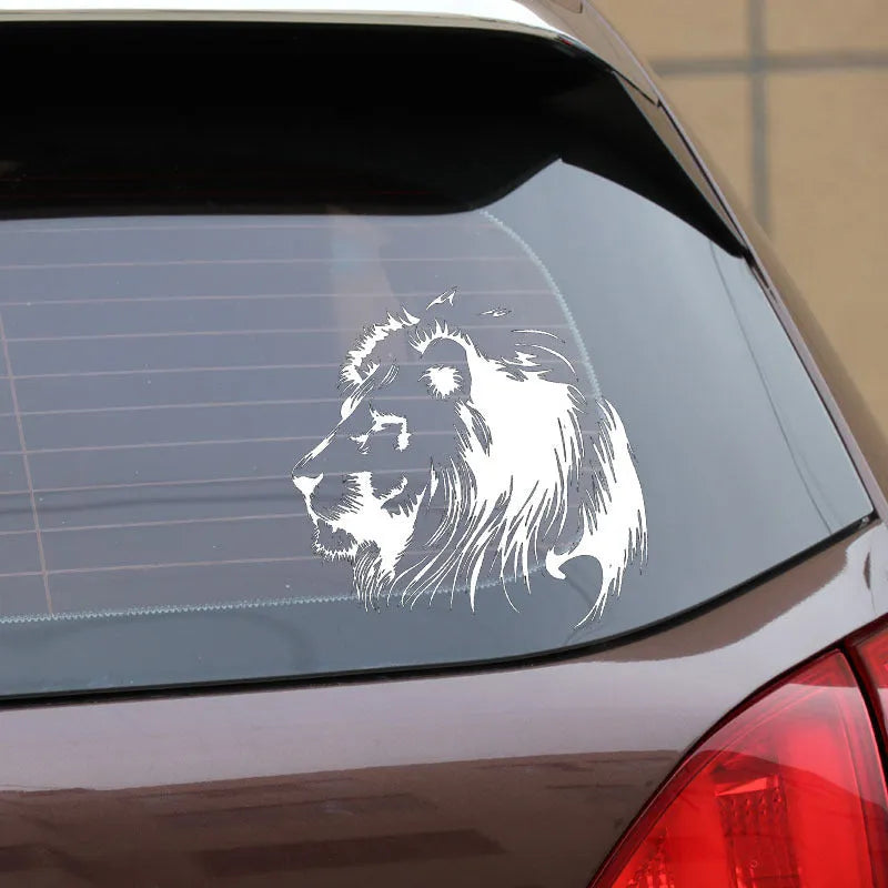 Personalised reflective lion meditation car sticker in black, size 20x19.5 cm