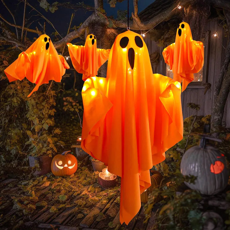 Luminous white and orange ghost horror light with cloth scream design for Halloween parties