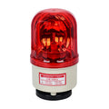 LTE-1101J industrial rotating strobe warning light with sound alarm, shown with red lens.