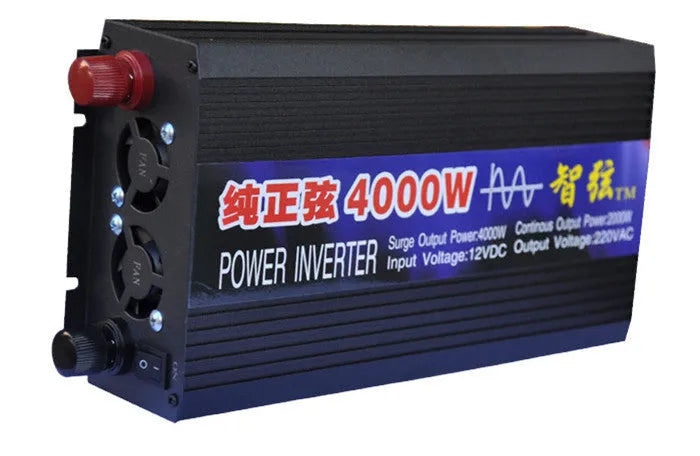 Pure sine wave inverter 4000W 12V to 220V with dual digital display and aluminium casing