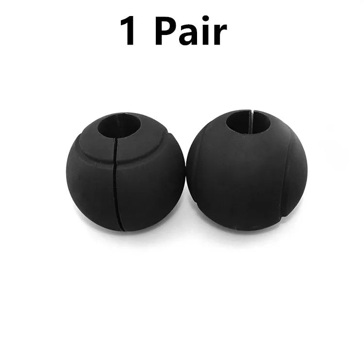 Pair of silicone dumbbell grips in black, round style, with 24mm inner diameter for 25-30mm bars