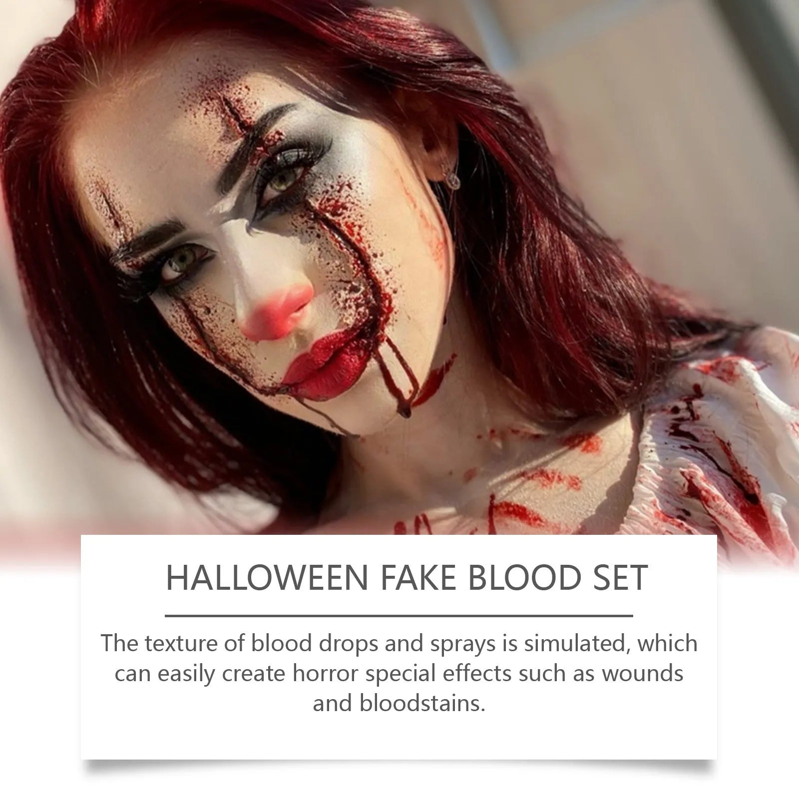 Washable simulation fake blood 3-piece horror makeup set with drops, spray and soap