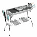 Stainless steel portable barbecue oven with flipping design and charcoal cooking accessories