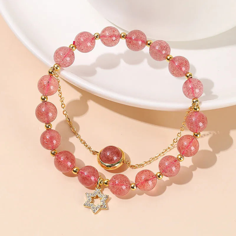 Green natural crystal jade bead Chinese-style bracelet for women with manual processing
