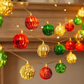 Electroplated ball fairy lights with heart-shaped metallic ornaments for Christmas tree decoration