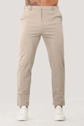 Solid colour casual men's suit pants with straight leg and button fly in black
