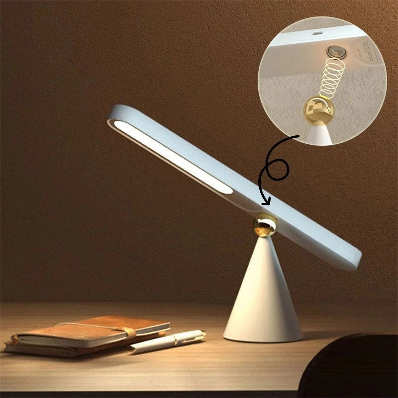 Versatile geometric desk lamp with wireless, magnetic, and multifunctional features for modern workspace lighting