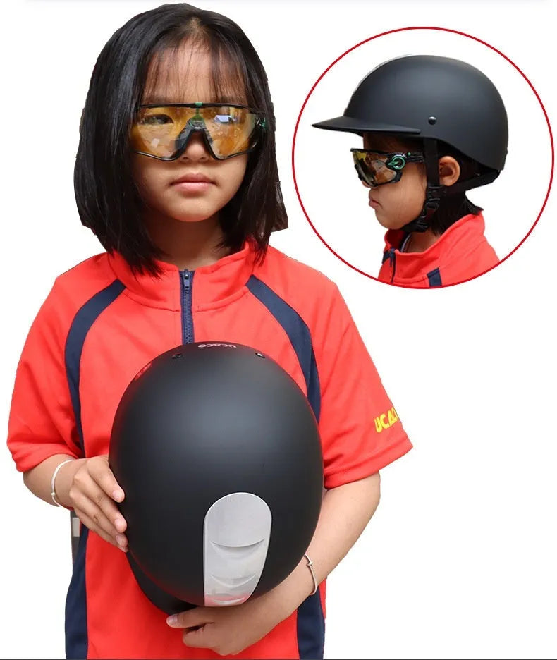 Super light summer equestrian helmet in bright black colour with ABS EPS construction for horse riding protection