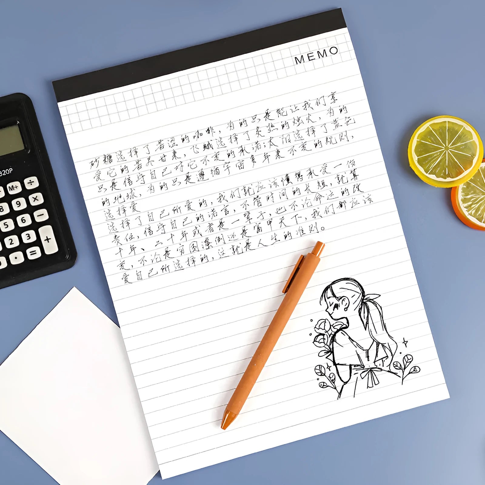 A4 tearable notebook with grid pages and wireless adhesive binding for meeting minutes
