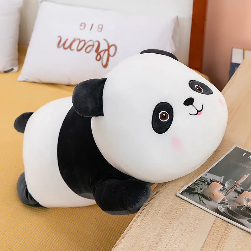 Panda plush toy with down cotton filling and spandex cover, available in 45cm, 60cm, and 80cm heights.