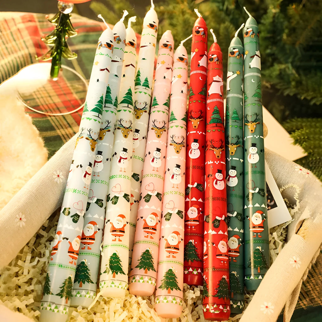 Cylindrical paraffin candle in bright red, 2.2cm by 25cm, for Christmas decoration