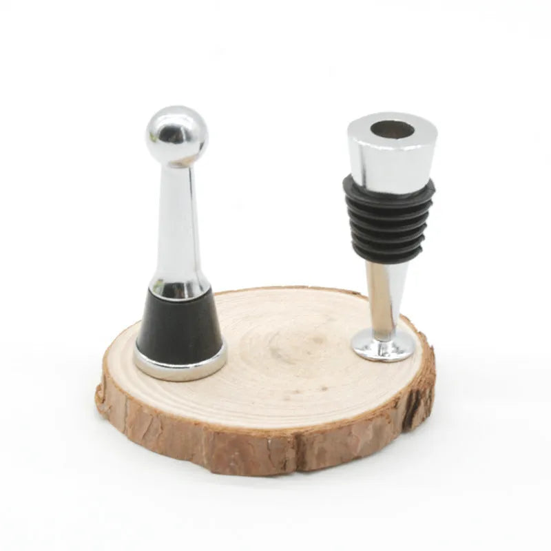 Silver zinc alloy threaded stopper for red wine bottle bases with M8 and M10 compatibility