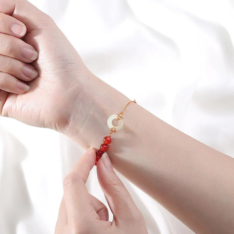 Sterling silver 925 bracelet with peace buckle, Xiangyun and Fu character national style designs