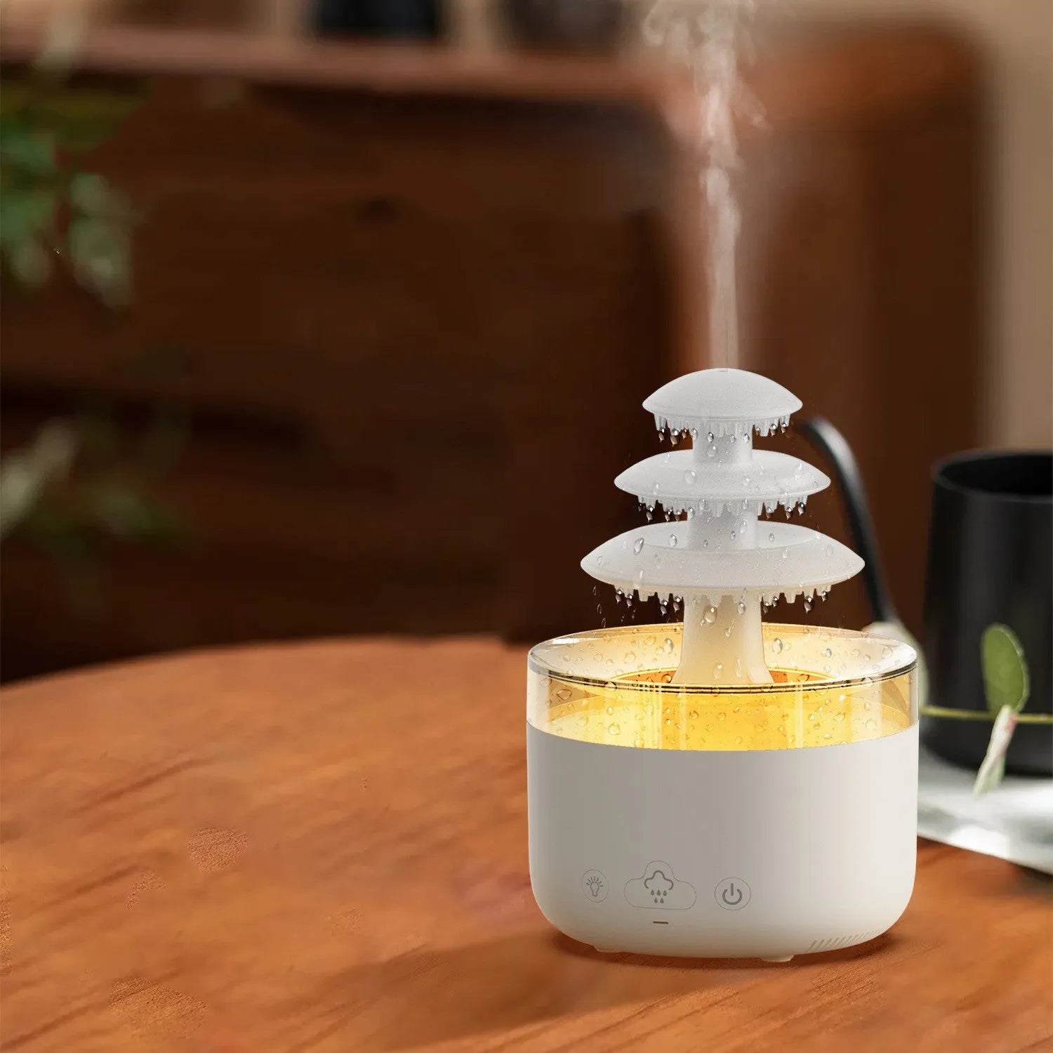 New Cloud Rain Air Humidifier with 7 colour atmosphere light and 500ml capacity in white