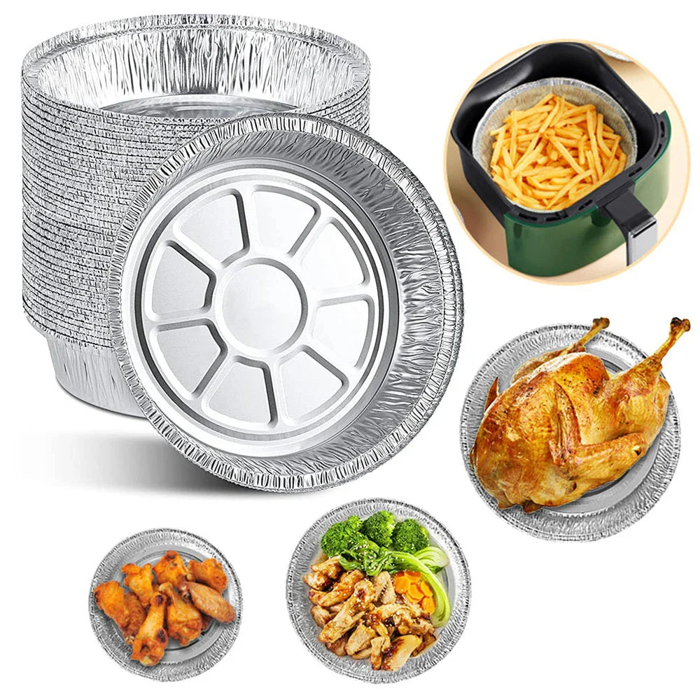 Durable aluminum foil air fryer liners in various sizes, perfect for keeping your appliance clean and well-maintained.