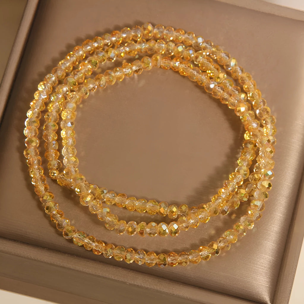 New Chinese style multi-layer champagne crystal bracelet for women with three circles of crystal beads