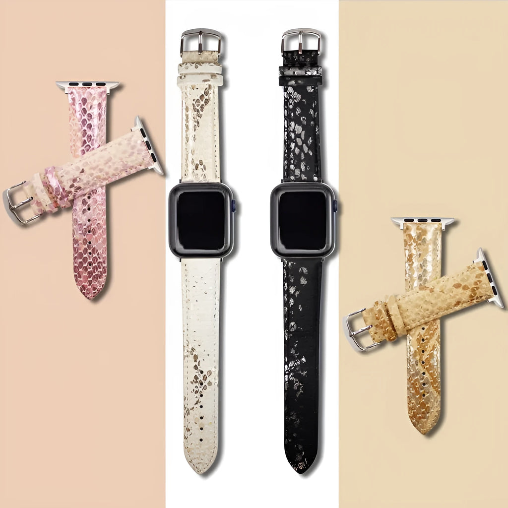 PU leopard print watch strap for Apple Watch 38mm and 42mm case sizes