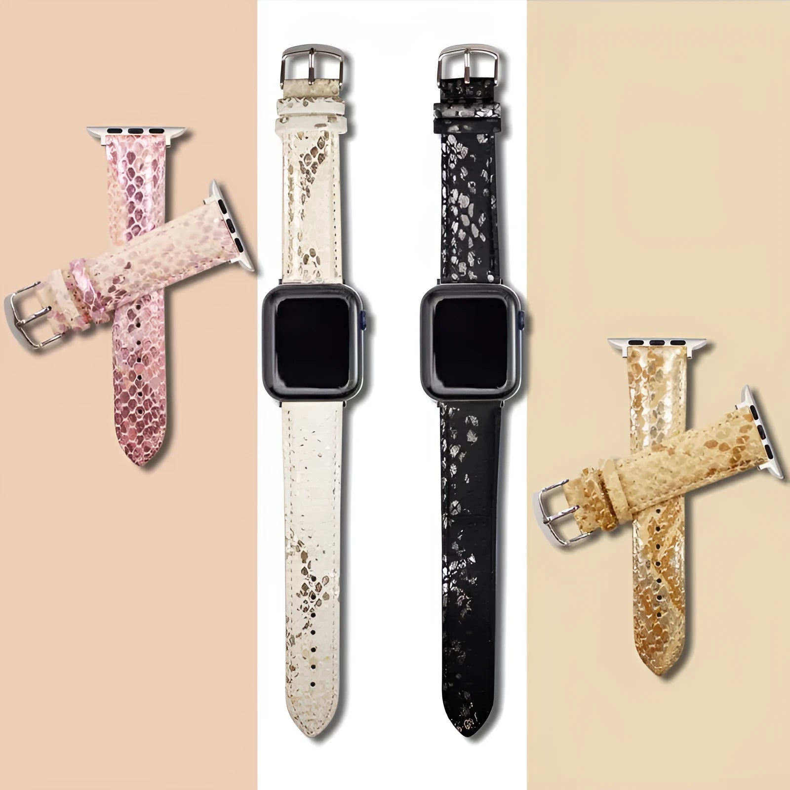 PU leopard print watch strap for Apple Watch 38mm and 42mm case sizes