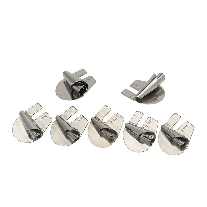 Manual spiral edge folder for towel tubes, metal construction, available in 3mm to 10mm sizes