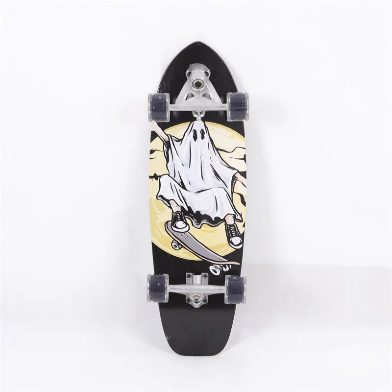 White maple wood street scooter deck showing 31-inch length dimensions
