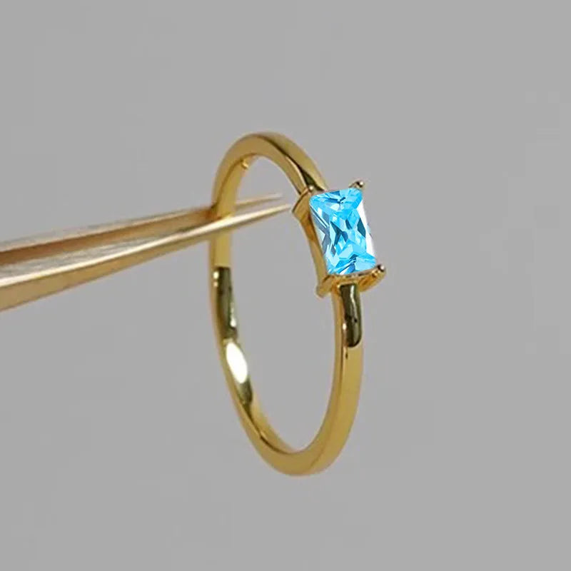 Sapphire blue zircon geometric bracelet ring with oval and love heart shapes on copper base