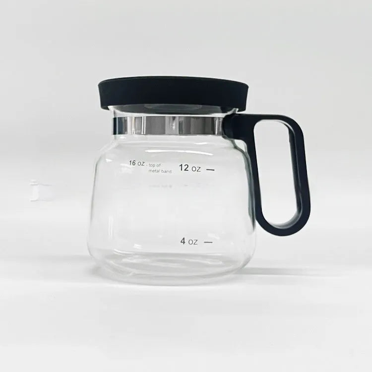 Transparent borosilicate glass coffee maker with silicone cover for manual pour-over brewing