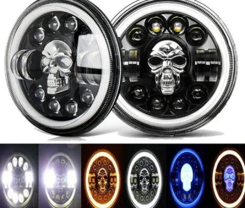7-inch off-road turn light with skull head design and aviation aluminium housing.