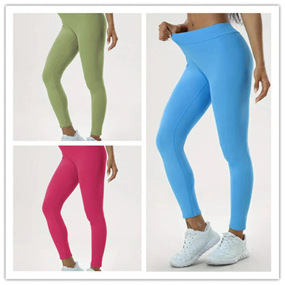 Women's high-waist yoga pants made of premium polyester fabric with a slimming, flattering design