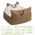 Universal removable washable dog car kennel shown in beige, with two size options for vehicle travel.