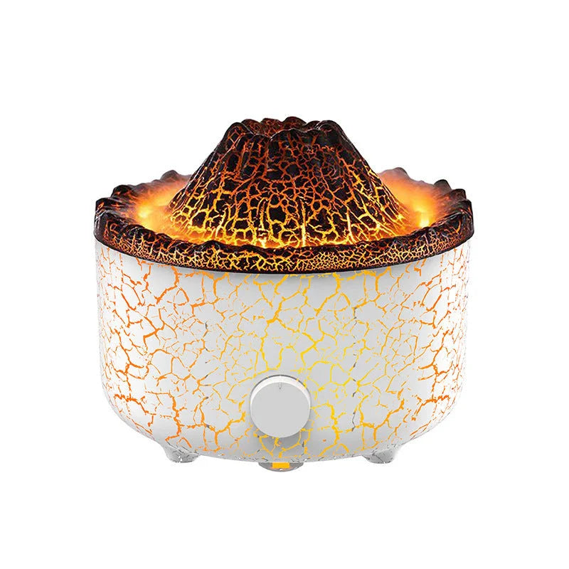 Stunning volcano-inspired humidifier with colorful LED lighting, creating a mesmerizing mist display for relaxing aromatherapy