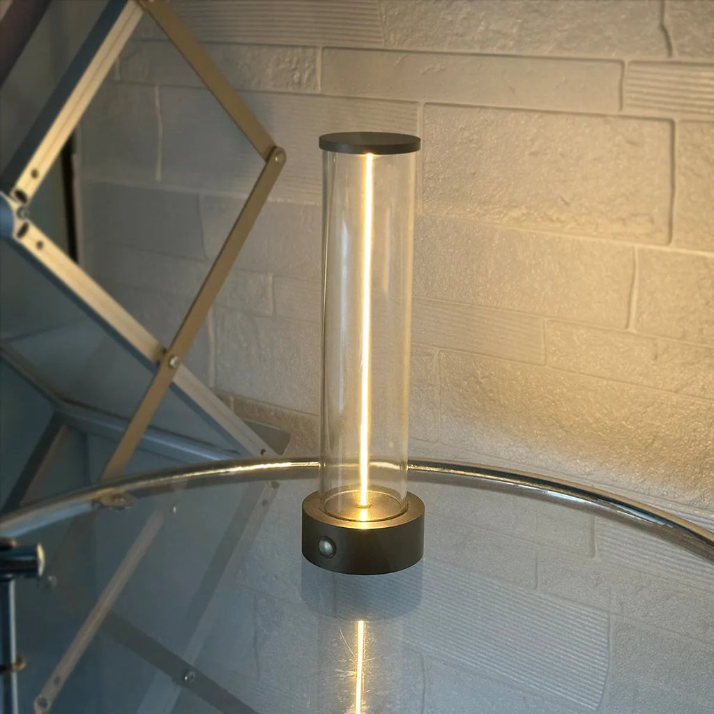 White modern glass USB LED light strip with magnetic base, dimensions 53mm by 234mm
