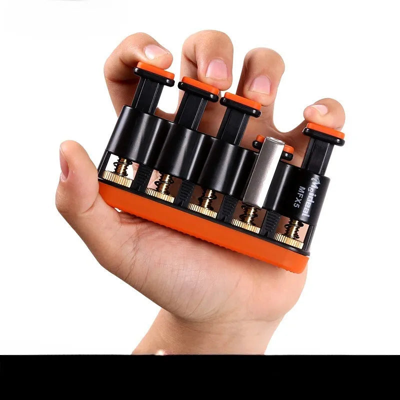 Grey and orange non-slip silicone finger trainer for hand exercise.