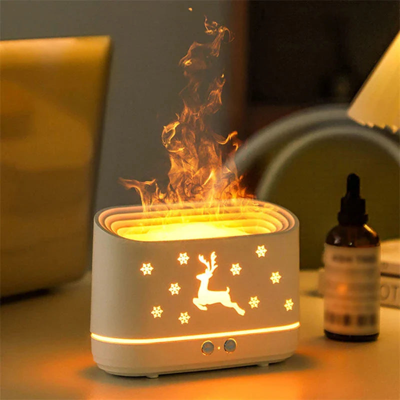 Cozy Flame Essential Oil Diffuser & Humidifier with Adjustable Flame Effect and Aromatherapy Capabilities