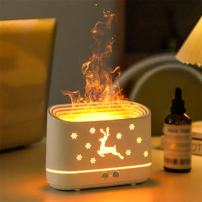 Cozy Flame Essential Oil Diffuser & Humidifier with Adjustable Flame Effect and Aromatherapy Capabilities