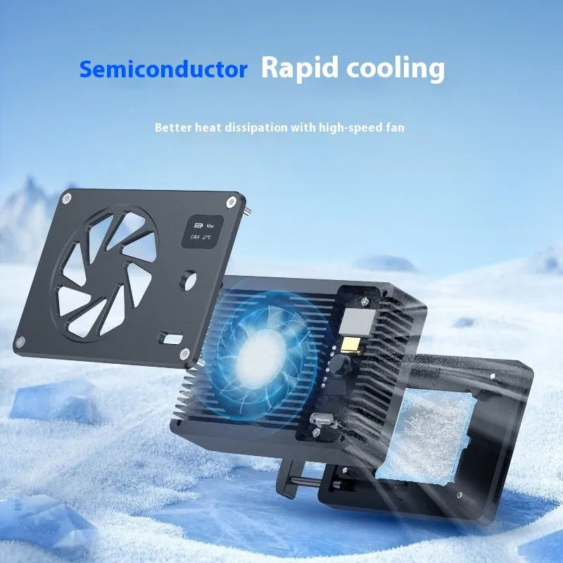 Black aluminium alloy computer radiator heatsink with integrated cooling fan
