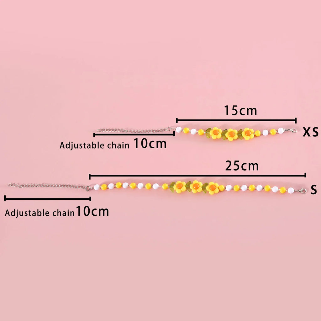 Colourful plastic bead pet necklace for cats in peach pattern with adjustable sizing