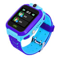 Blue children's GPS smartwatch with a colour touch screen on a silicone strap.
